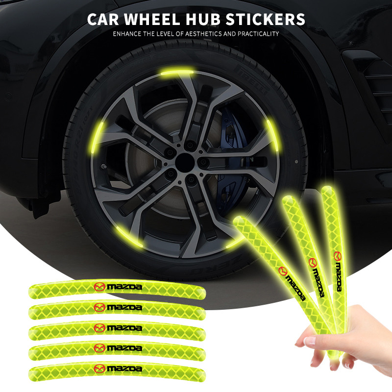 Xe Bánh Xe Trung Tâm Phản Quang Miếng Dán Vành Lốp Phản Quang Dải Dạ Quang Cho Xe Mazda 3 CX3 CX4 CX