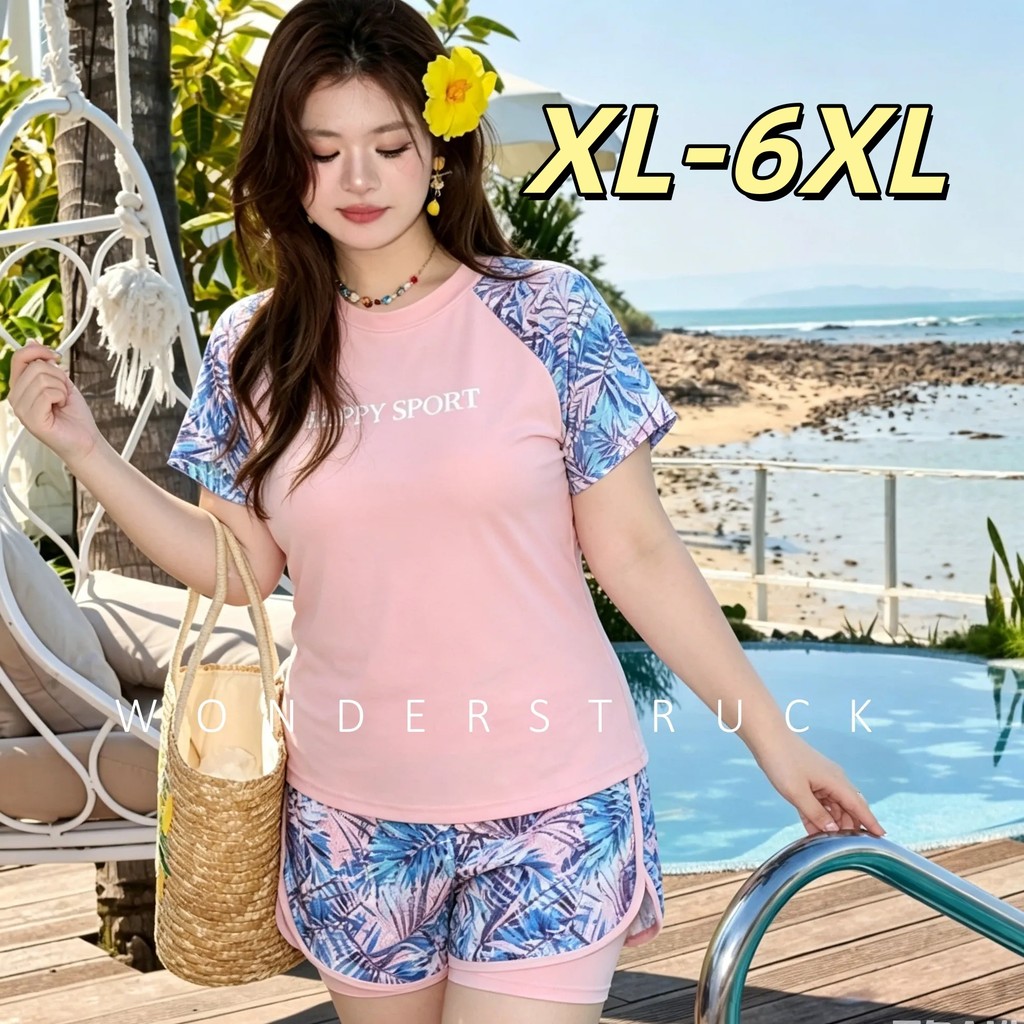 XL-6XL Nữ Plus Size Rash Guard Tay Ngắn Bơi Top Hoa Bụng Kiểm Soát Modest Đồ Bơi Đi Biển Sporty XL 6