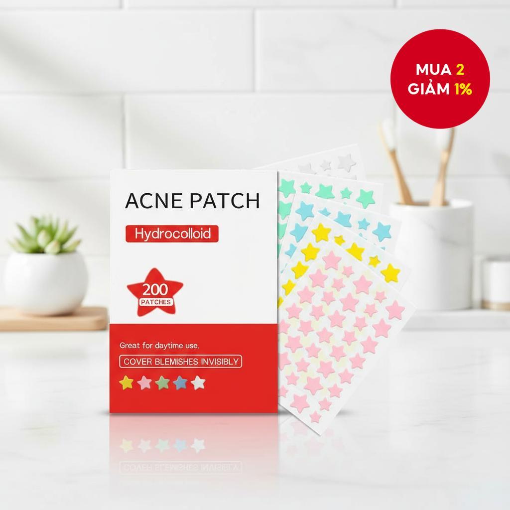 200 miếng dán mụn mặt, miếng dán trị mụn Hydrocolloid, miếng dán đốm hình ngôi sao dễ thương
