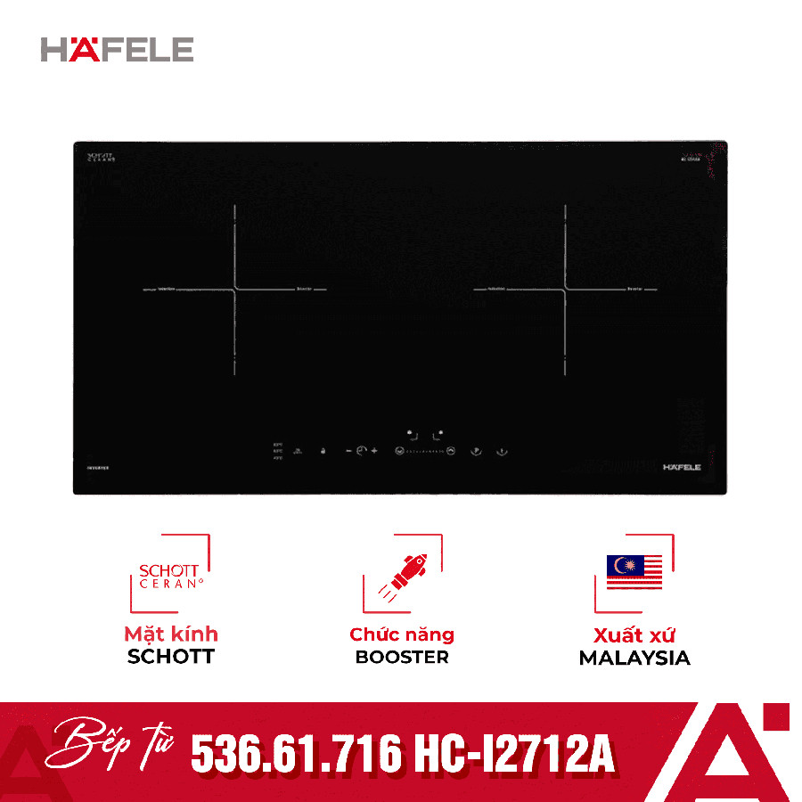 Bếp từ 2 vùng nấu Hafele HC-I2712A/ 536.61.716 lắp âm - Bảo Hành 36 Tháng