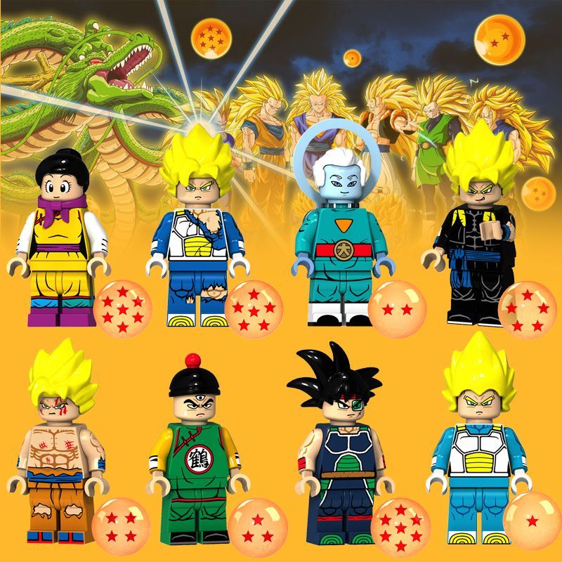 2025 Sản Phẩm Mới Tương Thích Lego Hoạt Hình Mảnh Dragon Ball Son Goku Siêu Saiyan Thiên Tân Quạt Lắ