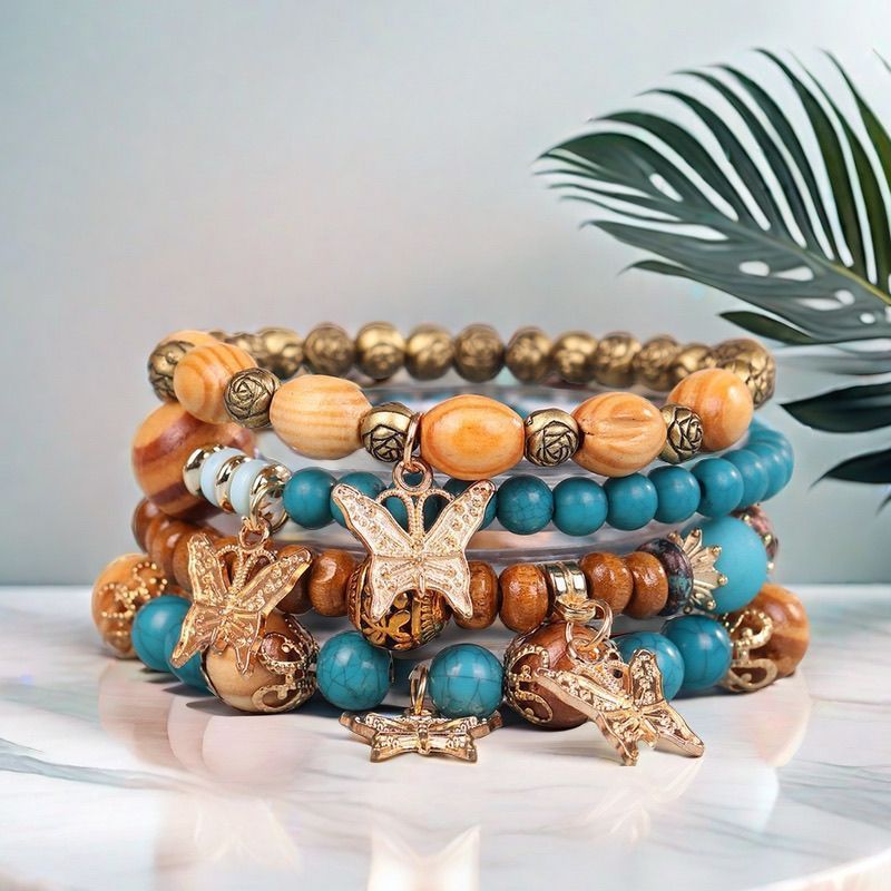 Retro Bohemian Gốm Nhiều Lớp Hạt Gỗ Retro Bohemian Gốm Nhiều Lớp Hạt Gỗ Thời Trang Nữ Quần Áo Boutiq