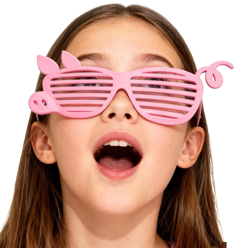 Funny Cartoon Character Costume Pink Sun Glasses For Kids Piggy Piglet 3D Print Eyewear Boy Girl Acc
