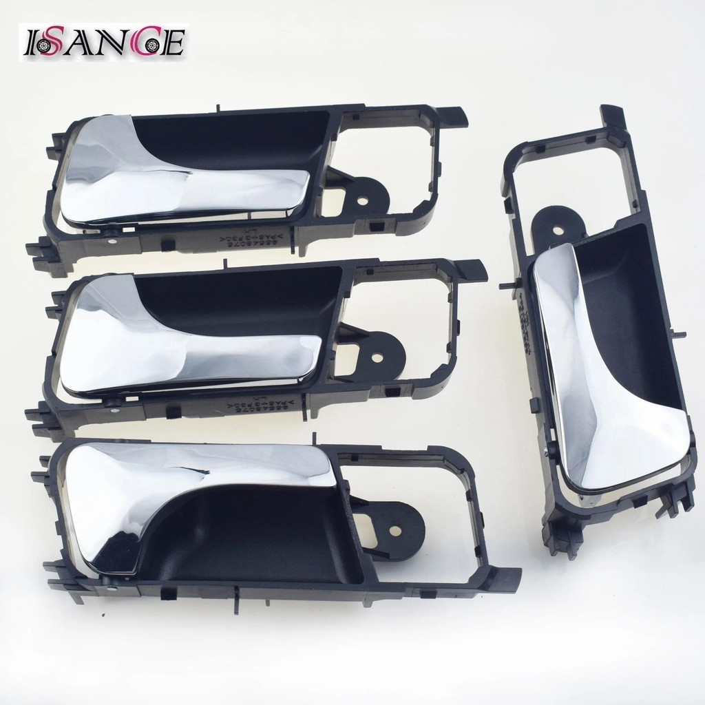 4 Đen / Chrome Bên Trong Tay Nắm Cửa Phía Trước Phía Sau Trái Phải Cho Chevrolet Optra Excel Lacetti