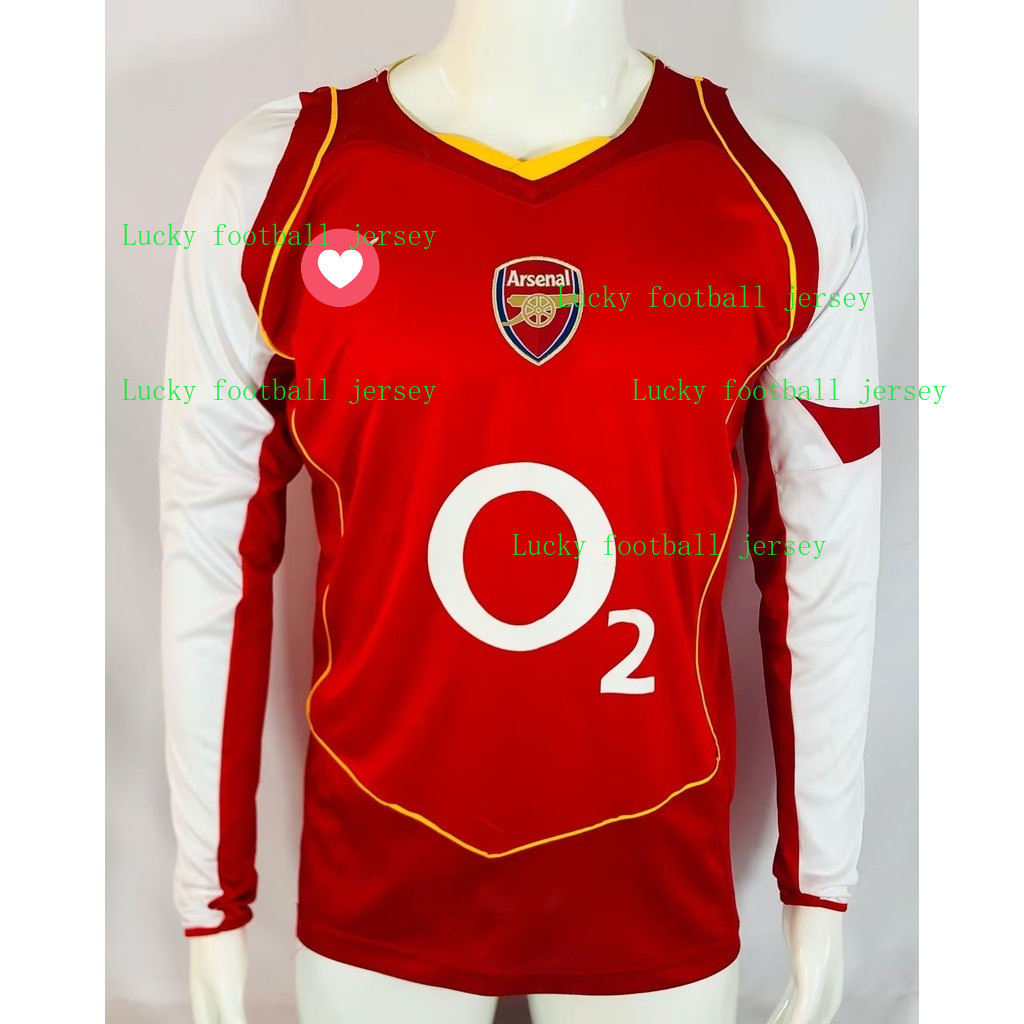 2004-2005 Arsenal Sân Nhà Đỏ Vintage Jersey S-XXL Áo Dài Tay Người Lớn Nhanh Khô Thể Thao Bóng Đá To