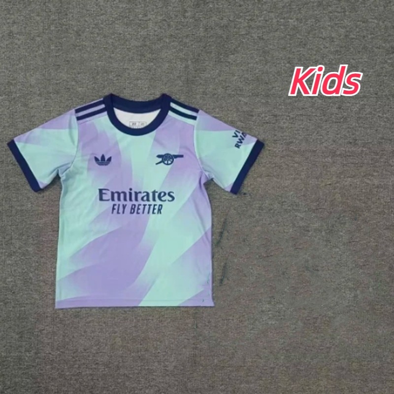 Áo bóng đá sân khách thứ hai Arsenal Jersey 24-25 Áo thun trẻ em / Áo