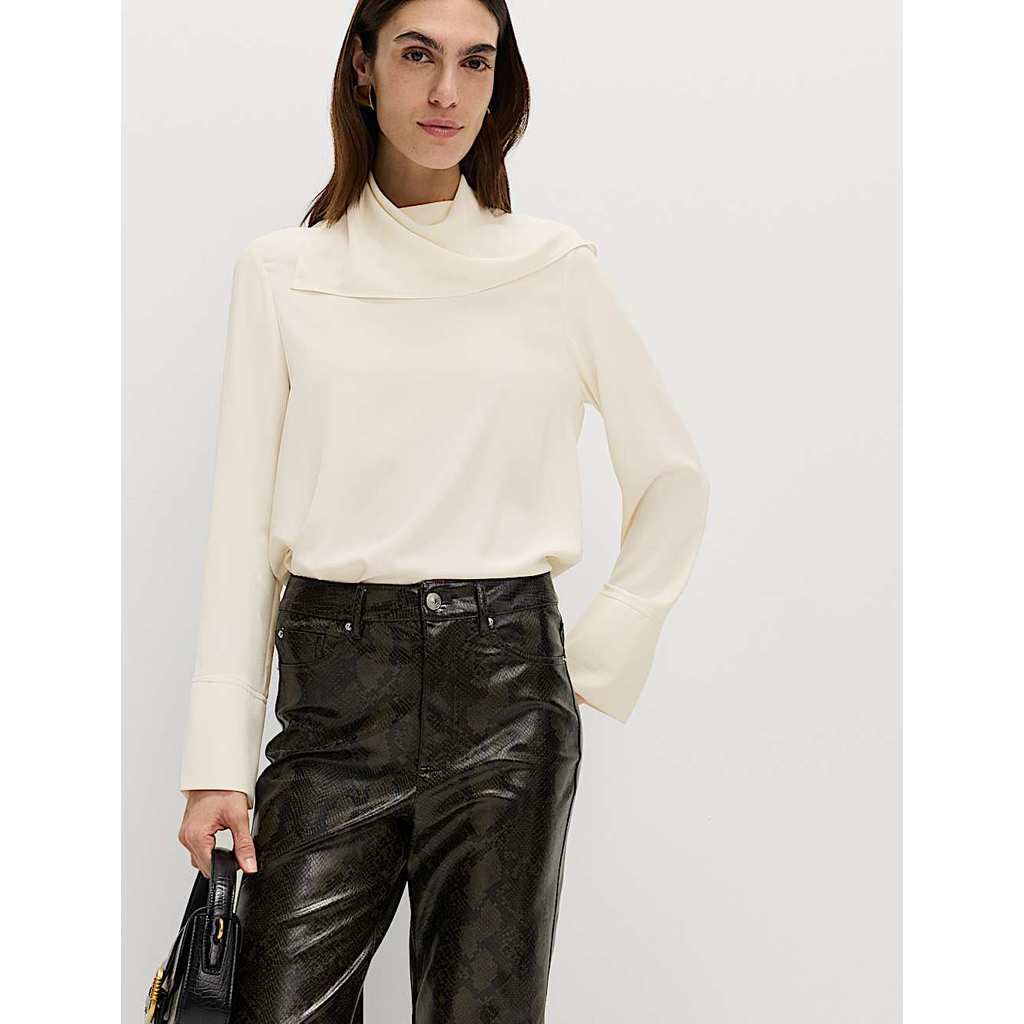 M&S - Tops Women  - Scarf Neck Blouse - IVORY