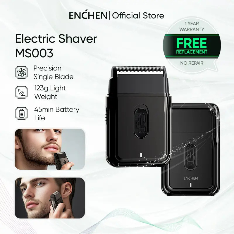 Máy cạo râu điện Mini Enchen MS003 Máy cạo râu cầm tay có tông đơ Pop Sideburn dập nổi Máy cạo râu n