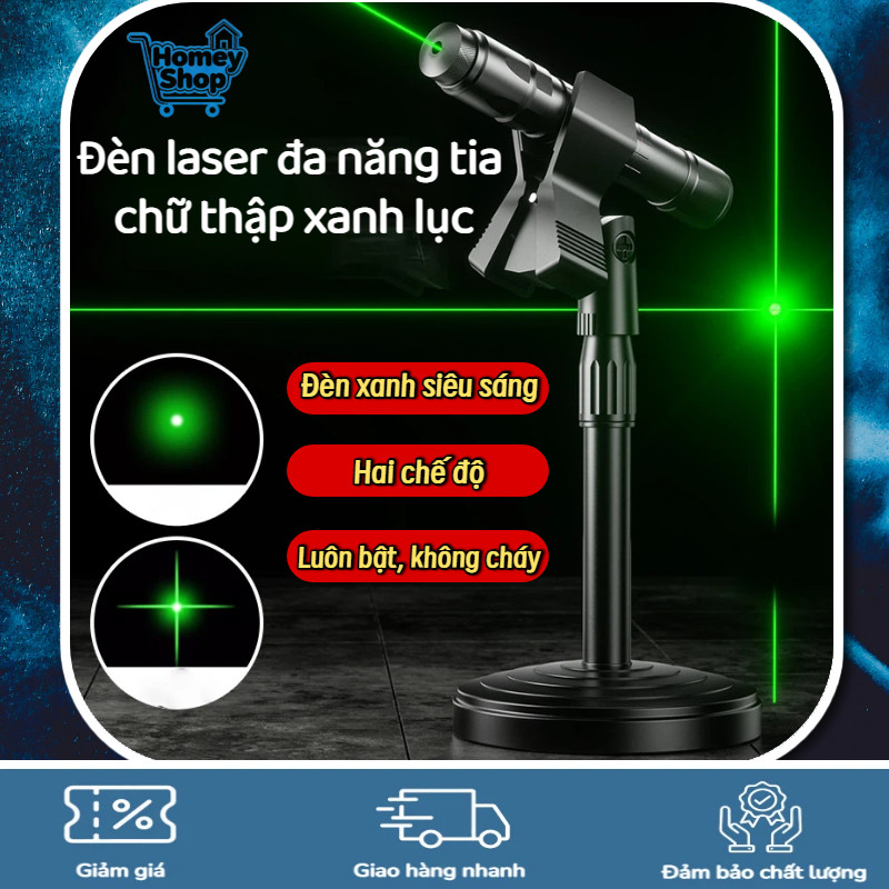 Đèn laser đa năng tia chữ thập xanh lục, độ chính xác cao, chống thấm, kèm chân đế, cho xây dựng và 