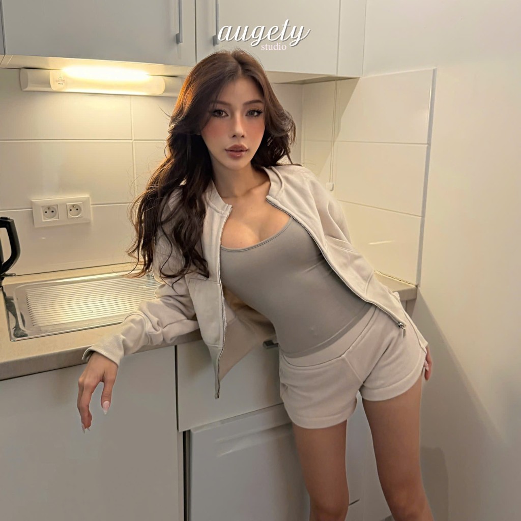 Quần Shorts Nỉ Bông Cạp Trễ Lưng Thun Gân Dày Dặn Augety Studio, NORA SHORTS