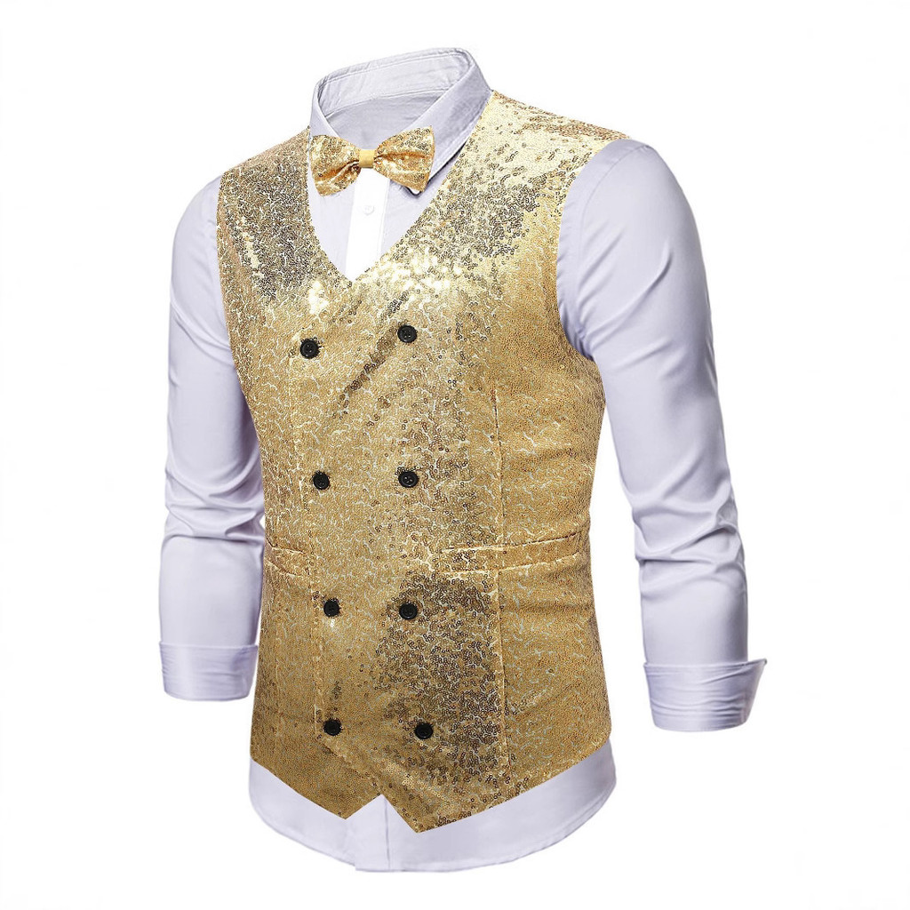 Ngoại Thương Xuyên Biên Giới Đính Kim Sa Lấp Lánh Nam Phù Hợp Với Áo Vest Sân Khấu Trình Diễn Trang 