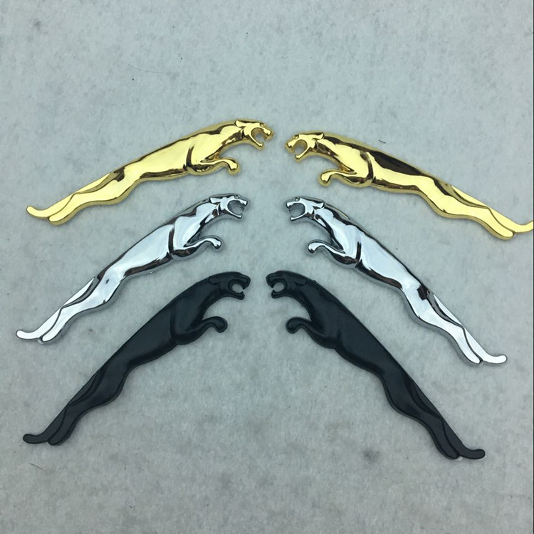 Thích hợp cho Logo xe Jaguar Metal Jaguar 3D Nhãn dán xe ba chiều Nhãn dán Jaguar Fender
