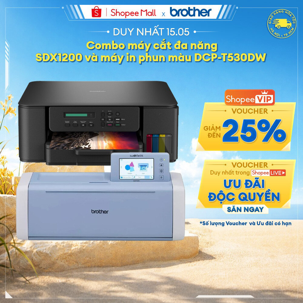 Combo máy cắt SDX1200 + máy in DCP-T530DW