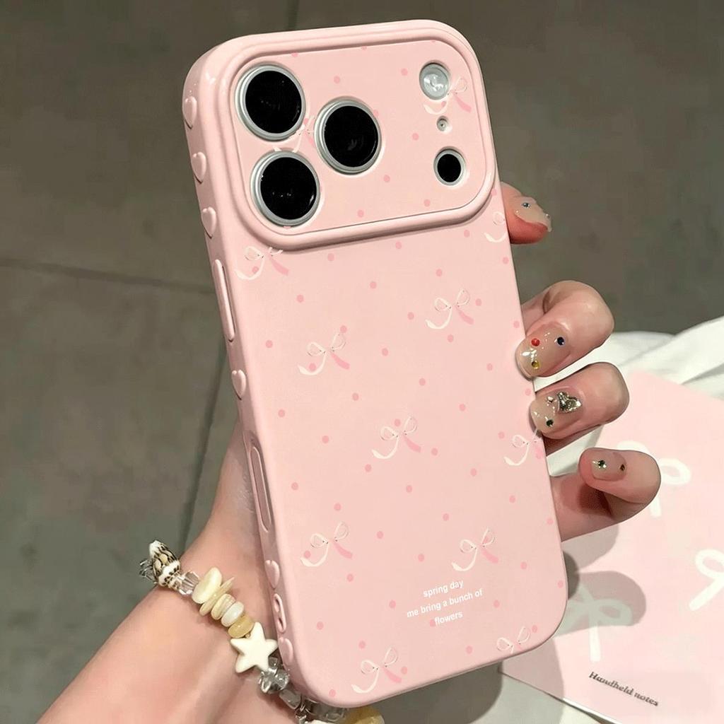 Màu hồng Bowknot Đối với iPhone 1715 Case 16P New 1413 Soft Case 16 Dễ thương XR