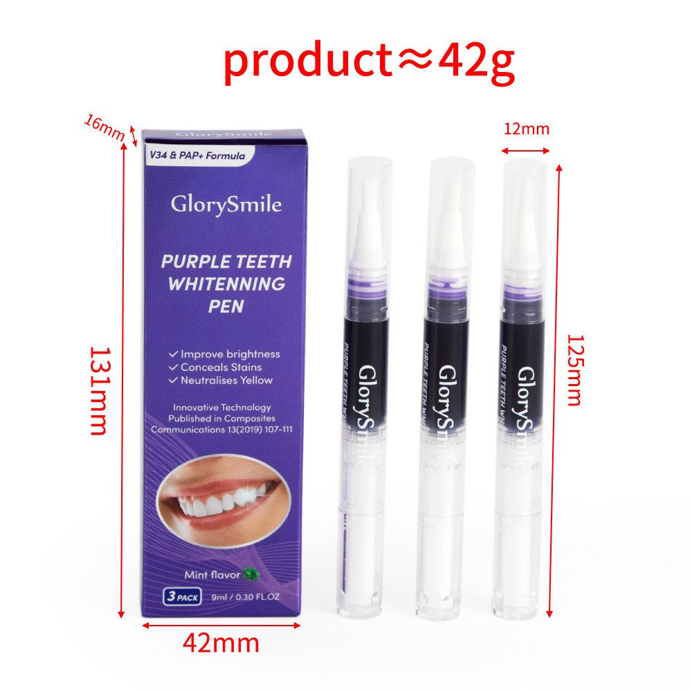 Glory Smile V34 Bút Trắng Răng Tinh Chất Dạng Gel Thoa Ngoài, Hỗ Trợ Làm Sáng Răng, Màu Tím