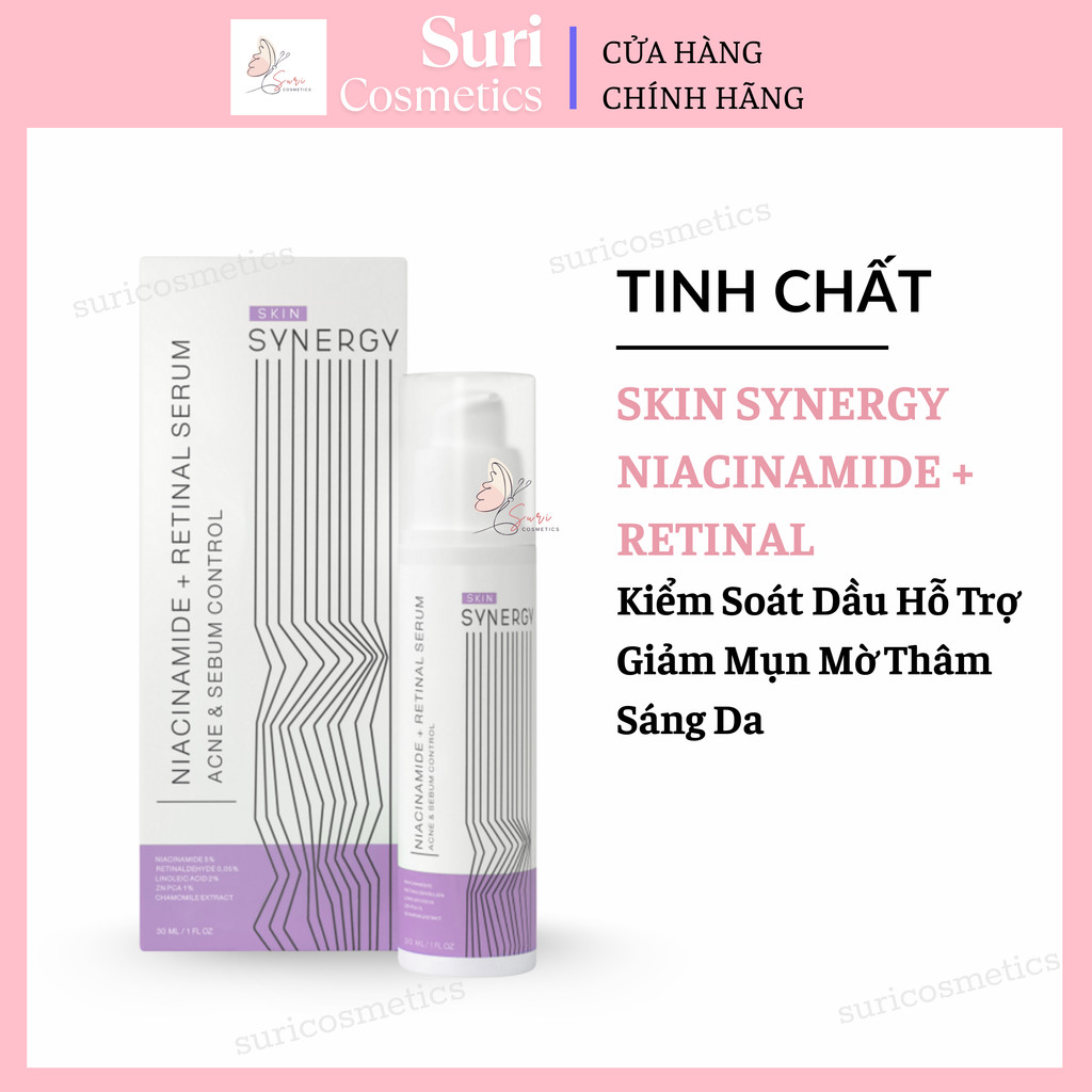 (Công ty) Serum Skin Synergy Niacinamide + Retinal Kiểm Soát Dầu Hỗ Trợ Giảm Mụn Mờ Thâm Sáng Da 30m
