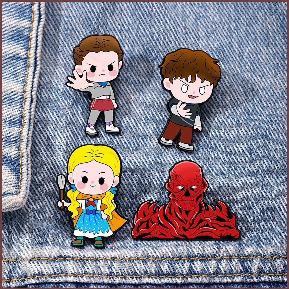 Hj7 Stranger Things Mike Eleven Vecna Will Byers Phim hoạt hình hợp kim kẽm quần áo trâm cài phim hà