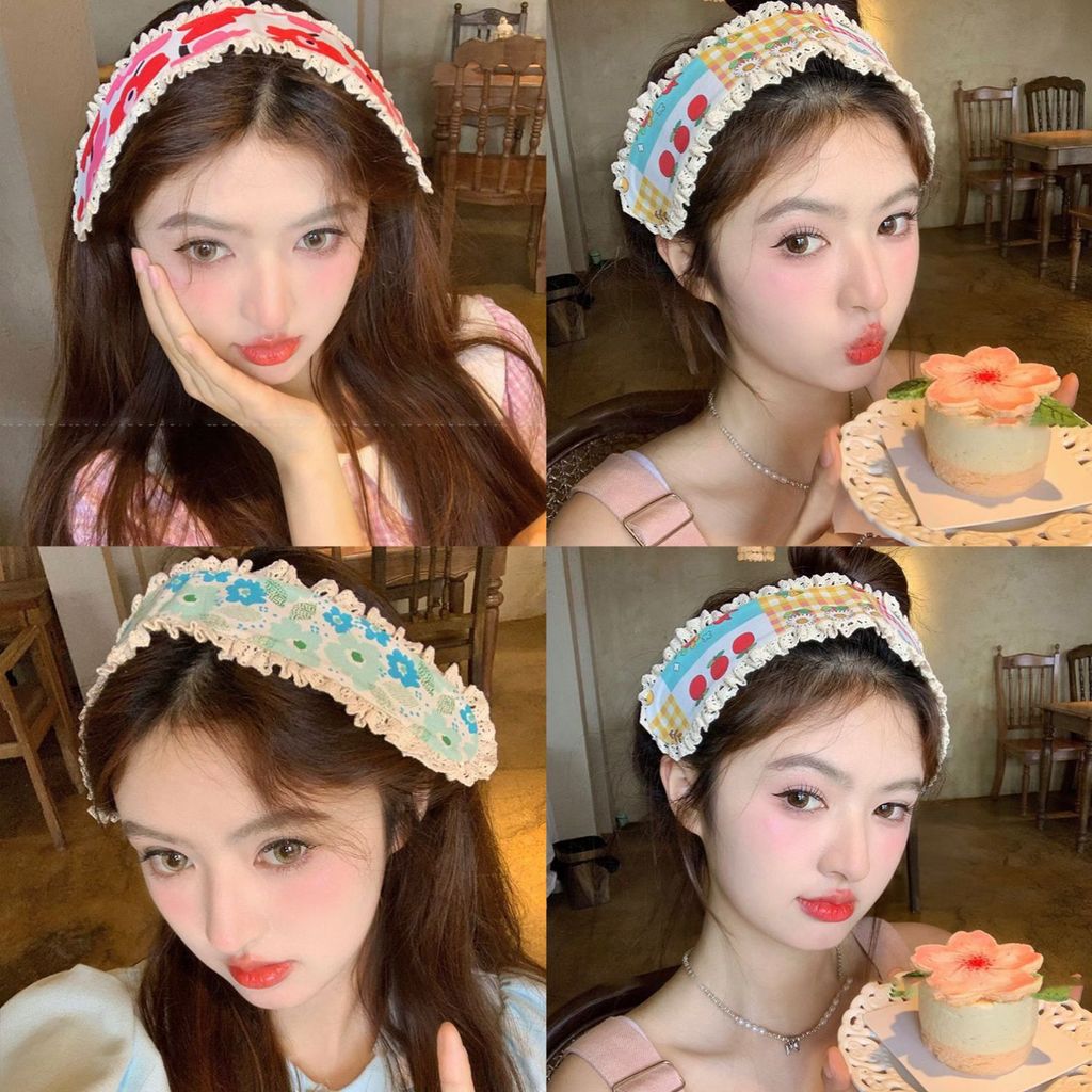 Hàn Quốc Dính Dán Đầu Hoa Ngọt Ngào Dệt Kim Velcro Headband Magic Paste Hà