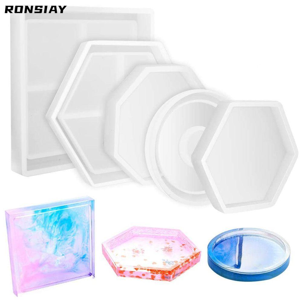 Khuôn silicon RONSIAY Epoxy trong suốt Polygon DIY Coaster