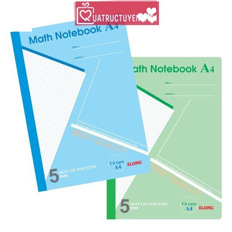 Sổ Caro Klong A4 Math Notebook - 200 trang; MS 298