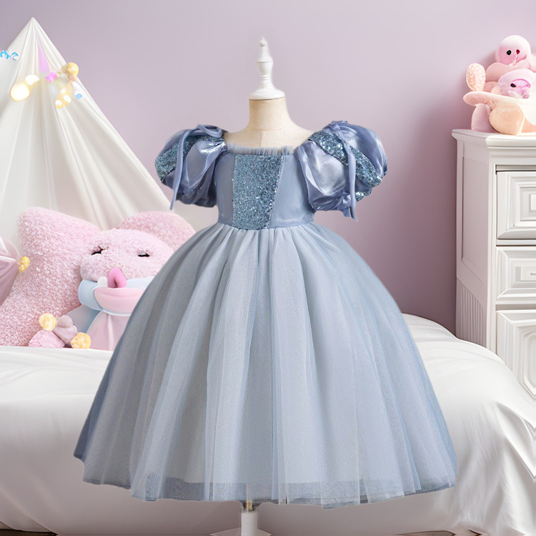 Aisha Đầm Công Chúa Bé Gái Xuân Thu Phong Cách Frozen Puffy Gạc Đầm Aisha Đầm Đầm Trung Nhỏ Trẻ Em