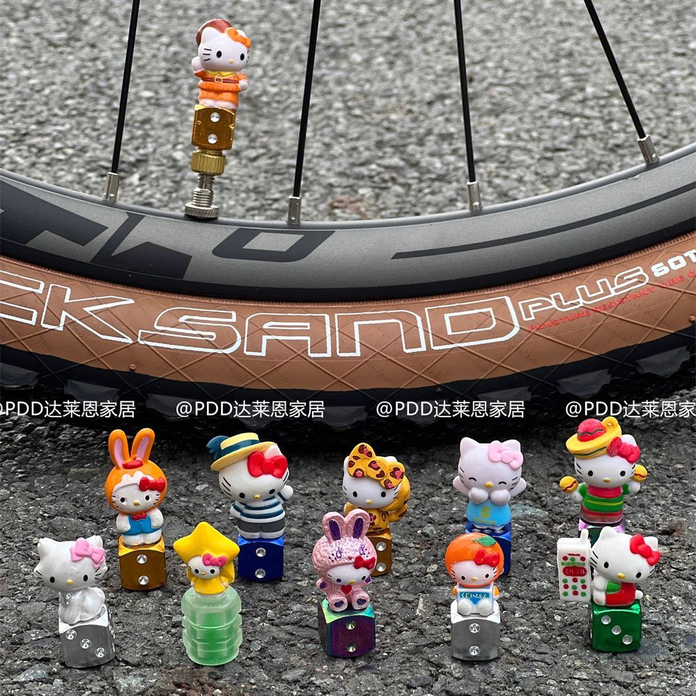 Mũ vòi phun Kitty Kitty Kitty dễ thương van xe đạp Vỏ lõi Xe đạp đường trường Phụ kiện xe đạp gấp Xe