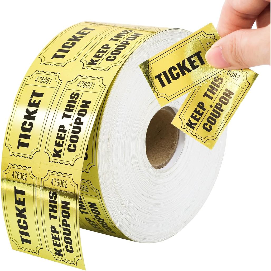 Ceiba cây 1000 Raffle Vé Vàng Cuộn Đôi Kim Loại Giấy Vàng Vé Cho Sự Kiện Lễ Hội Nhập Lớp Giải Thưởng