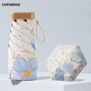 Ô che nắng COFORDOS mini với họa tiết hoa và 6 sườn, phù hợp mọi thời tiết