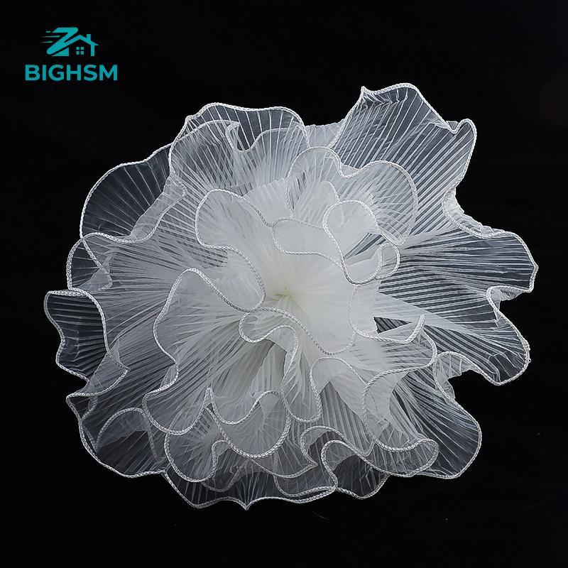 BIGHSM Lưới Sóng Sợi Với Viền Vàng Cuộn Cho DIY Thủ Công Hoa Trang Trí Bàn 4Yards 28CM Bộ hoặc 5 SKK