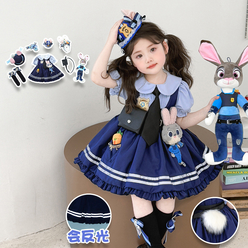 Bé Gái Thỏ Cảnh Sát Công Chúa Đầm Mùa Hè Trẻ Em Hoạt Hình Pettiskirt Sinh Nhật Đầm Gothic 60317