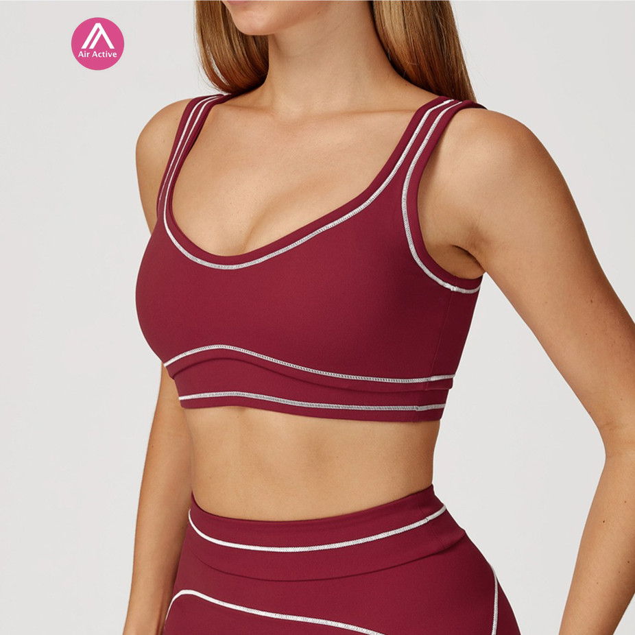 AirActive Yoga Bra Color-Block Brushed Pilates Yoga Fitness