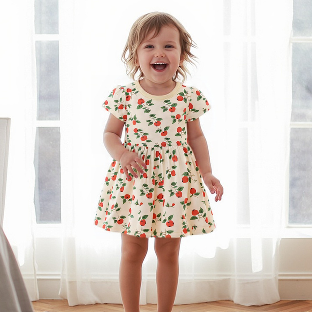 Baby Girls Cute Dresses Short Sleeve Summer Fashion Clothes