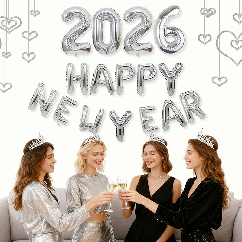 [PJX] 2026 Bóng Bay Lá Nhôm 2026 Bộ Bóng Bay Chúc Mừng Năm Mới Đồ Dùng Trang Trí Phòng Nhà