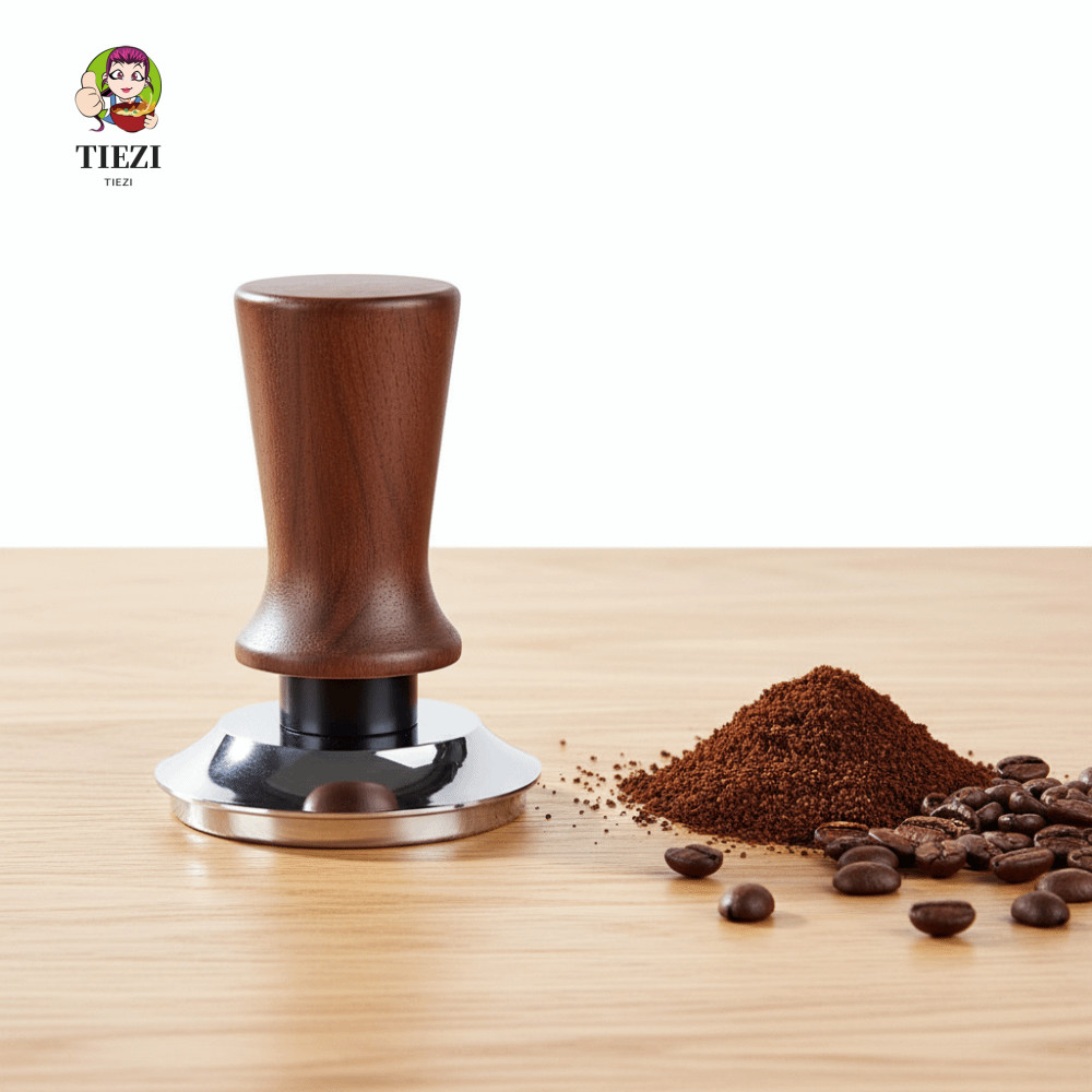 Dụng cụ san bằng cà phê TIEZI, Thiết kế lò xo 51 / 53 / 58MM Máy ép cà phê, Đáy phẳng / ren bền bỉ T