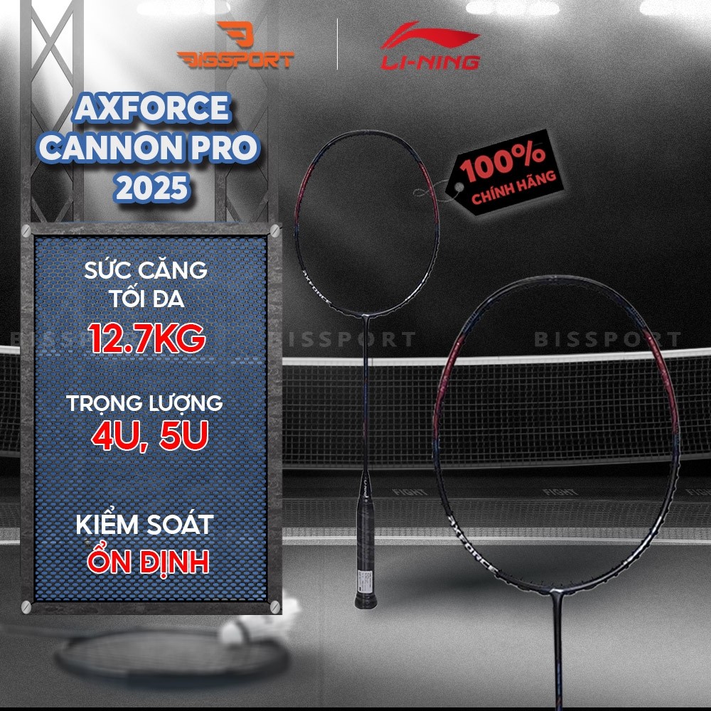 Vợt Cầu Lông Lining Axforce Canon Pro 2025 Chính Hãng - Màu Đen - Thiên Công - Toàn Diện - Bền Bỉ - 