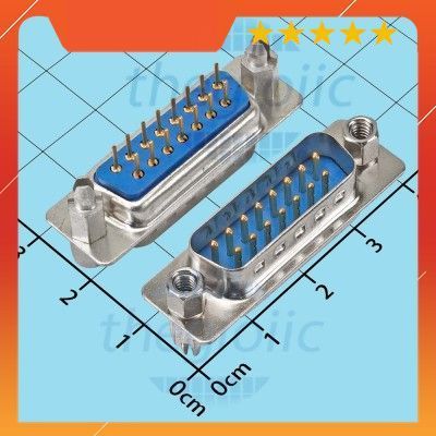 [2 Cái]- Cổng DB15 Đực 15 Chân Thẳng 2 Hàng Hàn PCB