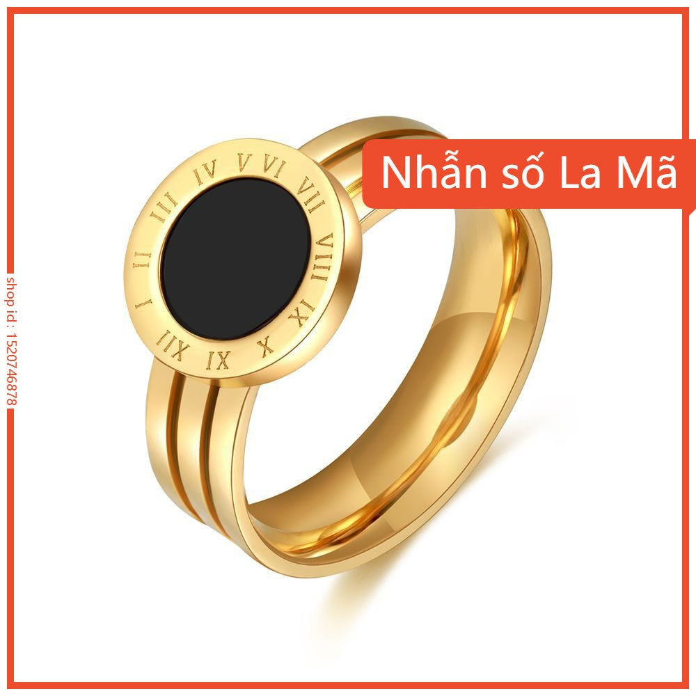3 bộ/gói Nhẫn nữ thép không gỉ số La Mã vỏ sò phong cách châu Âu mạ vàng 18K