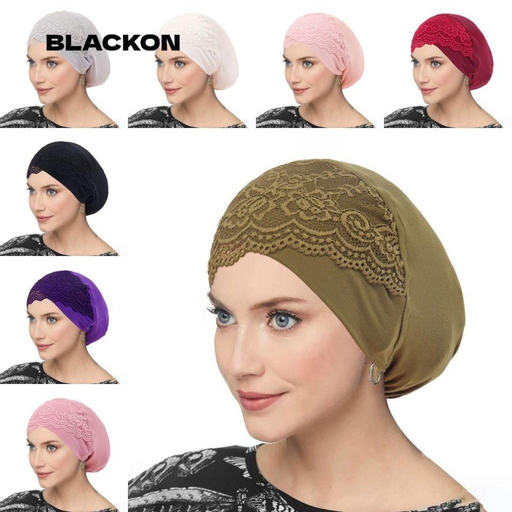 BLACKON Inner Hijab Undercap, Mũ Hijab ren co giãn mềm, Mũ ống Hijab thoáng khí thời trang để cầu ng