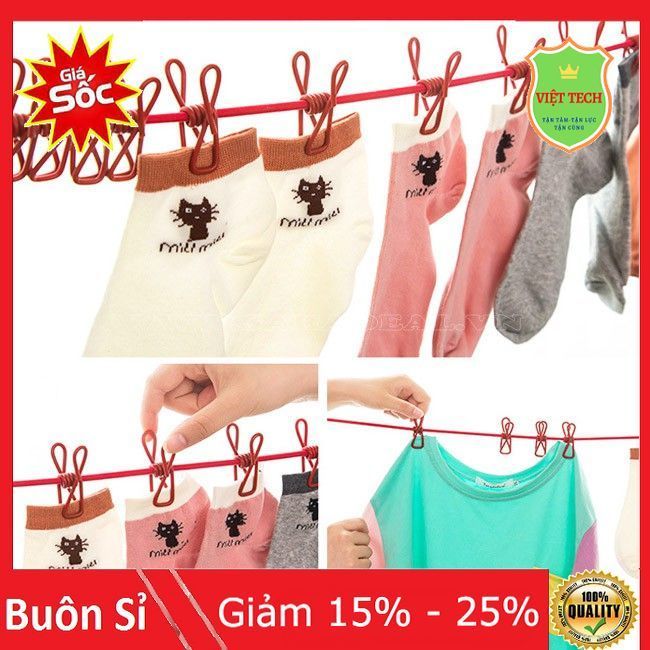 Dây phơi quần áo có kẹp 1m8