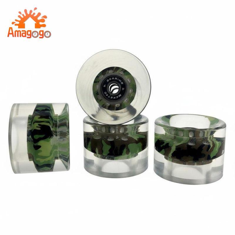 Hardwearing PU Skateboard Wheel Bộ bánh xe hoàn chỉnh in trong suốt cho Longboard Cruising và trượt 