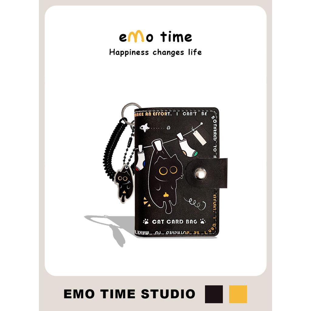 Emo Original Sun-dried Little Black Cat Card Holder Bank Access Control Card Bus Tàu điện ngầm Sinh 