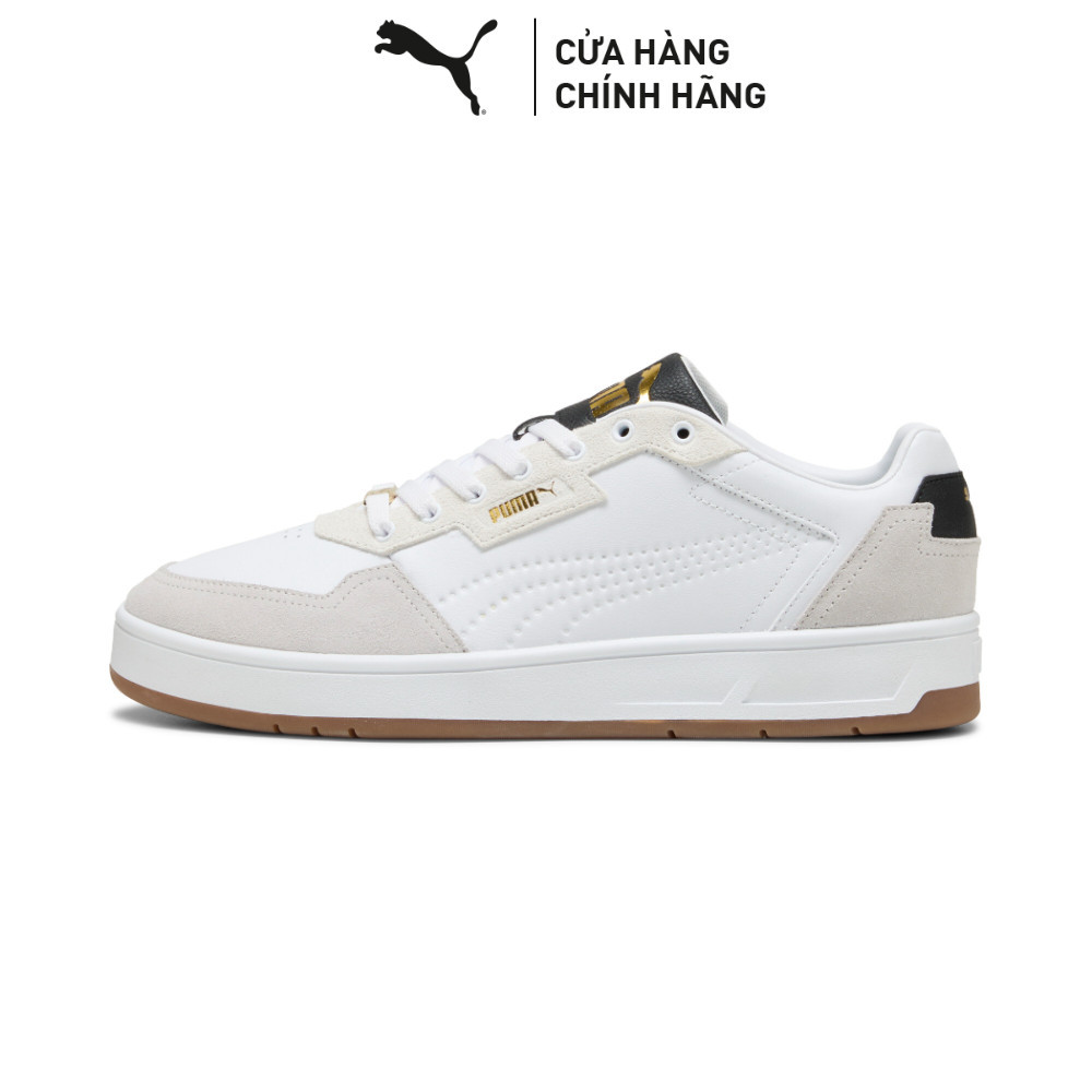 Giày Thể Thao PUMA Unisex Court Classic Lux SD White-Feather Gray-Black Màu Trắng
