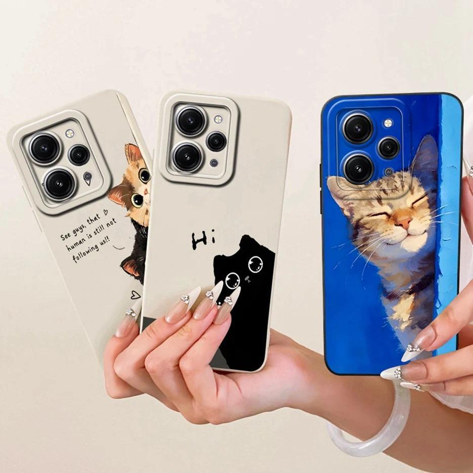 Dành Cho Xiaomi Redmi 12 Ốp Lưng Mèo Dễ Thương Hoạt Hình Vỏ Silicon Mềm Chống Sốc Ốp lưng Xiaomi Red