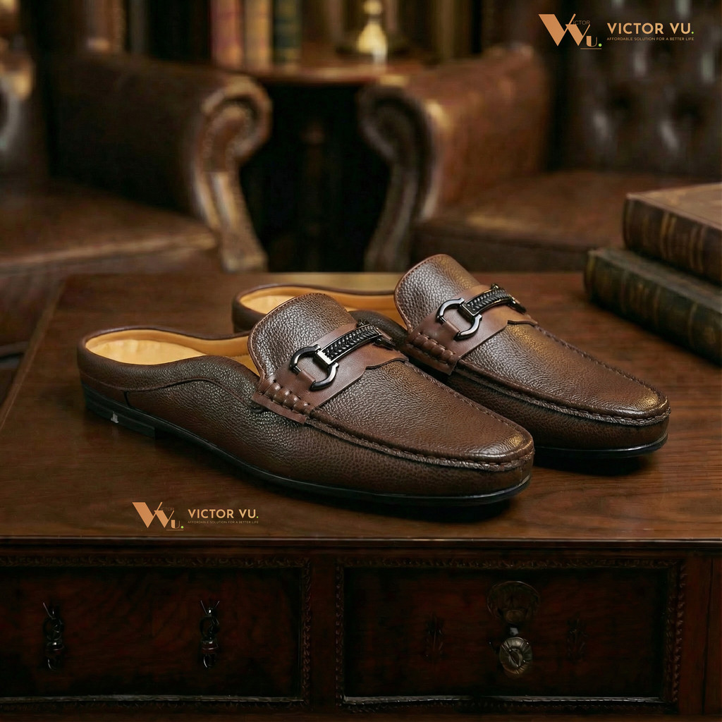 [Premium] Giày Sục Da Nappa Victor Vu, Bảo Hành 18 Tháng - 2 Màu Đen/ Nâu