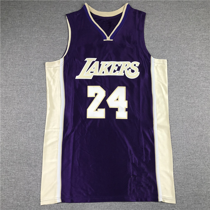 Lakers Kobe Lakers #24 Kobe Retro Phiên bản kỷ niệm Quần áo bóng rổ Hall of Fame Tím