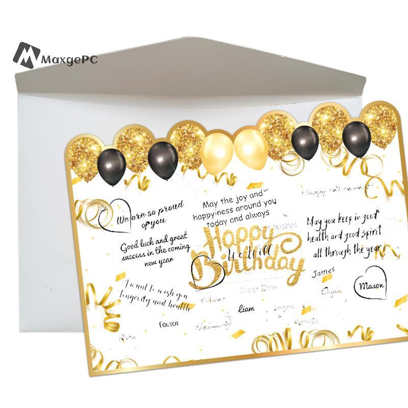 [Max-t] New Happy Birthday Gold Giant Birthday Guestbook Messagememorative Card mới