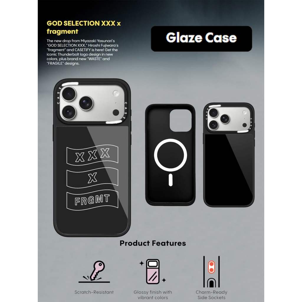 CASECASE X GOD SELECTION XXX x fragment XXX x FRGMT Ốp lưng kính hút từ tính chống trầy xước cho IPh