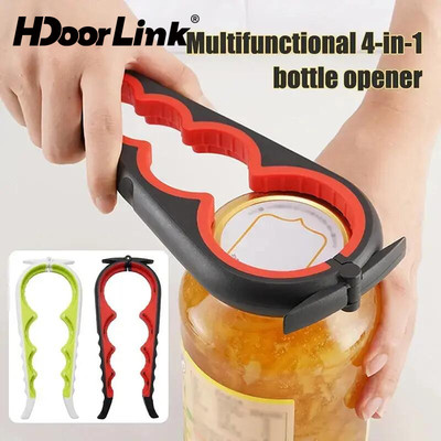 HdoorLink 4in1 Dụng cụ mở hộp Đồ uống đa chức năng Chống trượt Dụng cụ mở nắp Twister Bốn vị trí Hành động xoắn dễ dàng
