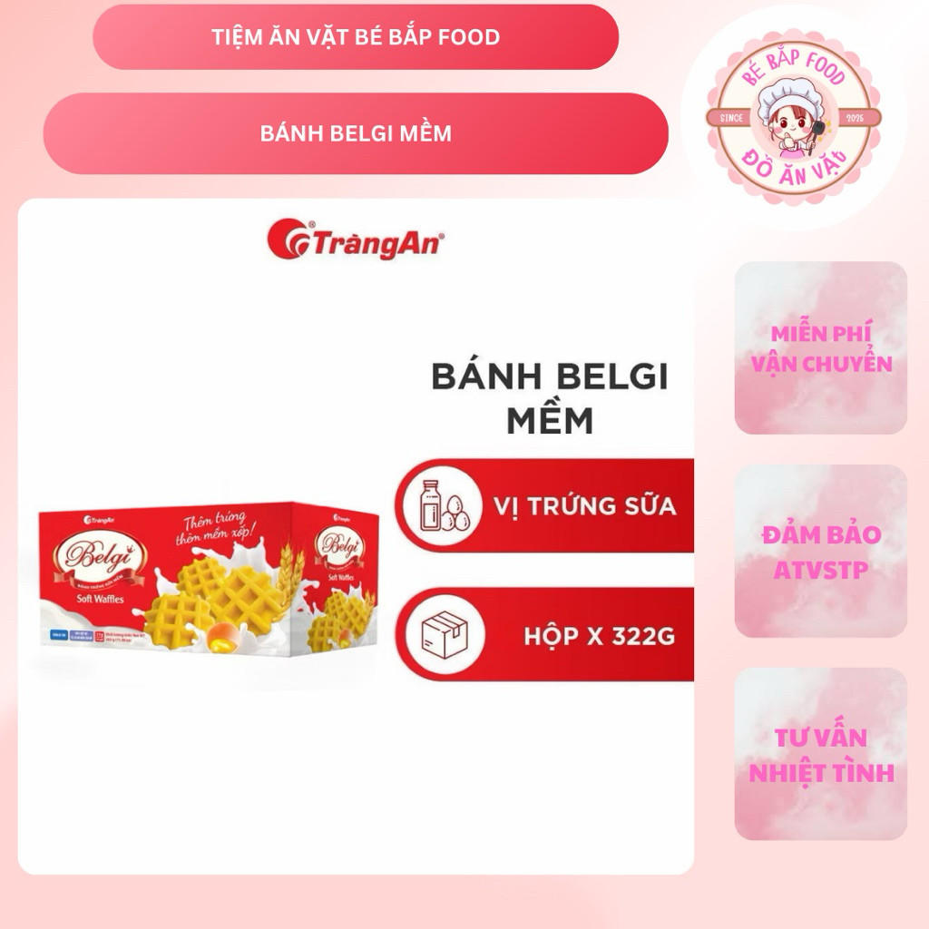 Bánh Trứng Sữa Mềm Belgi Tràng An 322g Cốm Dừa/Trứng Gà Tươi