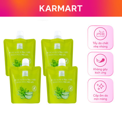 Combo 4 Gel Tẩy Da Chết Toàn Thân Lô Hội Và Tràm Trà Baby Bright Aloe Vera And Tea Tree Body Peeling Gel 200ml